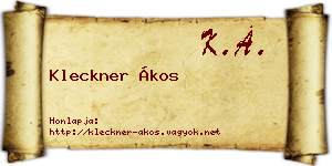 Kleckner Ákos névjegykártya